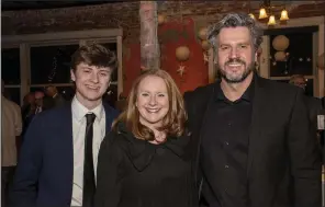  ?? (Democrat-Gazette file photo/Cary Jenkins) ?? Filmmaker and North Little Rock High School senior Corbin Pitts (left) — recipient of a $10,000 Thea Foundation scholarshi­p — appeared with his parents, Christin and Kyle Pitts, at the February 2023 “Dancing into Dreamland” event at the Dreamland Ballroom in Little Rock.