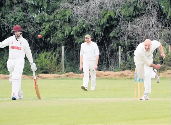  ??  ?? Matt Long sends down a delivery for Apperley. He top-scored for them with the bat, making 79