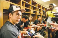  ?? Nati Harnik / Associated Press ?? Luke Heimlich, who will pitch the College World Series opener for Oregon State, was convicted of a molestatio­n charge as a juvenile.