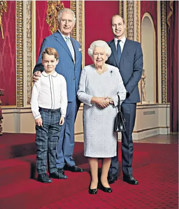  ??  ?? The new portrait of the Queen and her three heirs closest in line to the throne has been released to mark the start of the new decade