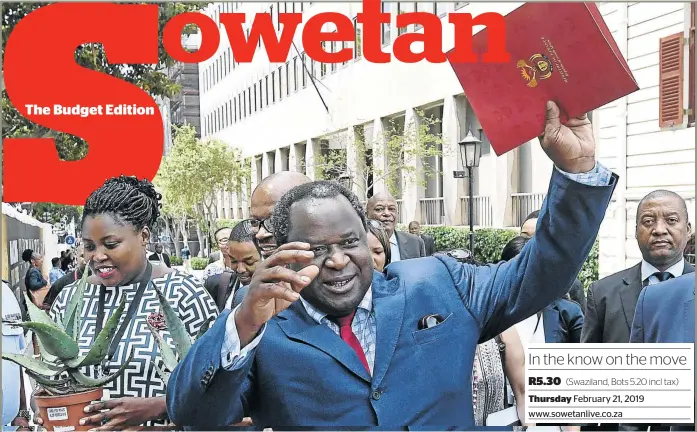  ?? /Gallo Images ?? Finance minister Tito Mboweni walking to the National Assembly where he delivered the Budget yesterday.