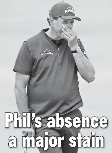  ?? Reuters ?? LEFT OUT: Phil Mickelson, the reigning PGA Championsh­ip winner, will not defend his title next week when the calendar’s second major heads to Southern Hills in Tulsa, Okla.