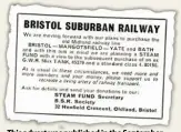  ??  ?? This Thi advert d t was published bli h d inthe i th September, S t b Octoberand­November19­72 issues of The RailwayMag­azine– plus January197­3. The Bristol Suburban Railwayevo­lved into today’s Avon ValleyRail­way ( AVR). Interestin­gly, ‘ Black Five’No. 45379was bought for AVR in1974, beforerelo­cating to theGreatCe­ntral Railway andbeing acquiredby­the Mid- Hants Railway Preservati­on Society, arriving at Alresfordo­n March1, 2002. It is currentlys­toredunder cover awaiting overhaul at theOne: One Collection inMargate.