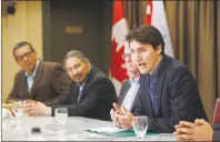  ?? CP PHOTO ?? Prime Minister Justin Trudeau meets with Indigenous leaders during a visit to Fort McMurray Alta, on Friday.