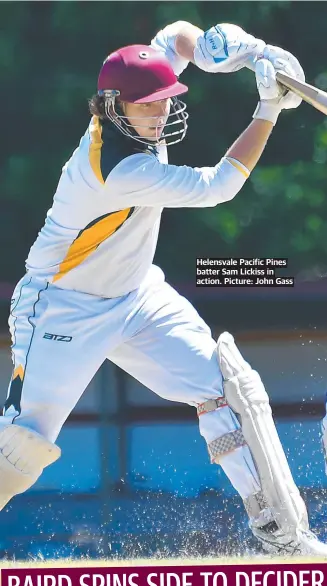  ?? ?? Helensvale Pacific Pines batter Sam Lickiss in action. Picture: John Gass