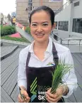  ??  ?? Landscape architect Kotchakorn Voraakhom designed the rooftop farm for Siam One shopping complex.