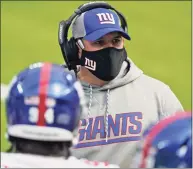  ?? Ashley Landis / Associated Press ?? New York Giants head coach Joe Judge is shown during the first half against the Los Angeles Rams in October.