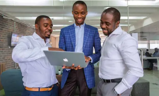  ?? GOOGLE ?? Opeyemi Awoyemi, Ayodeji Adewunmi and Olalekan Olude, the founders of Jobberman