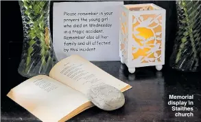  ??  ?? Memorial display in Staithes church