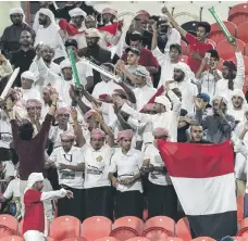  ??  ?? Yemen fans were boisterous before their national team took on Iran at Abu Dhabi’s Mohammed bin Zayed Stadium yesterday