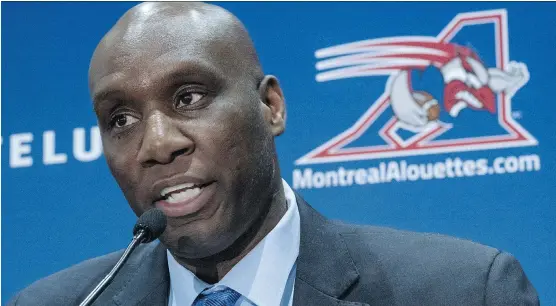  ?? THE CANADIAN PRESS ?? Though he admits he was disappoint­ed not to finish what he started in Edmonton, Kavis Reed says he gained the kind of education he’ll need as the Alouettes’ new GM.