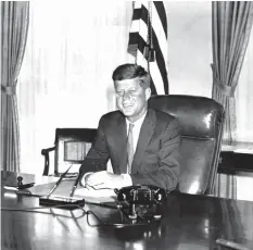  ?? AGENCE FRANCE PRESSE ?? US President John Fitzgerald Kennedy (1917-63) poses in this January 1, 1961 photo in the White House in Washington, DC.