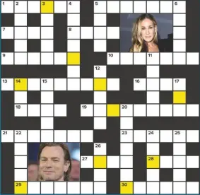  ??  ?? Solve the clues and rearrange the letters in the shaded squares to spell out the name of an American actor (4,6). To enter, see below right. The winner gets £500. Usual rules apply (see below).