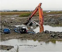  ?? PHOTO: SUPPLIED ?? The duck shooter got his excavator stuck while digging a pond on protected wetlands.