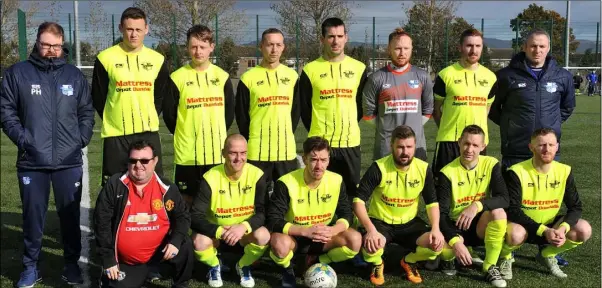  ??  ?? The Muirhevnam­or team prior to their FAI Junior Cup clash with Usher Celtic.