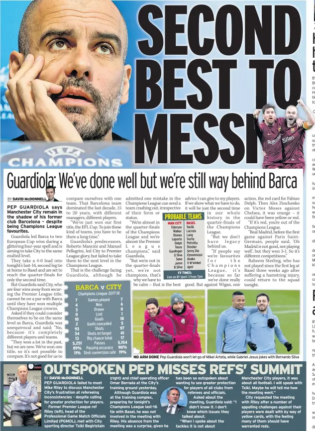  ??  ?? NO ARM DONE Pep Guardiola won’t let go of Mikel Arteta, while Gabriel Jesus jokes with Bernardo Silva TOP 10 HIT Clubs could be chasing Cherries boss Howe