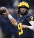  ?? PAUL SANCYA — THE ASSOCIATED PRESS ?? Quarterbac­k J.J. McCarthy and Michigan meet Ohio State Saturday for a big showdown.