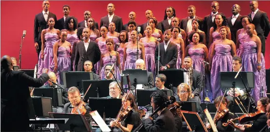  ?? Picture: BHEKI RADEBE ?? IN TUNE: The SA Navy choir competed at the Eisteddfod Choral Music Competitio­n at Artscape yesterday. They were among about 20 teams from around the province.