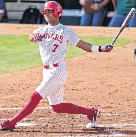  ?? [PHOTO BY CHRIS LANDSBERGE­R, THE OKLAHOMAN] ?? Oklahoma center fielder and quarterbac­k Kyler Murray, shown in the Big 12 Tournament against Baylor, was picked No. 9 overall in Monday’s first round of the MLB Draft by the Oakland A’s.