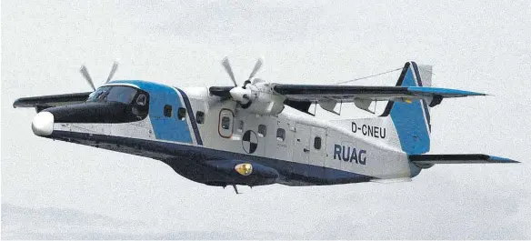  ?? FOTO: RUAG AEROSPACE SERVICES GMBH ?? Könnte das erste größere Passagierf­lugzeug mit Elektroant­rieb werden: die Do-228.