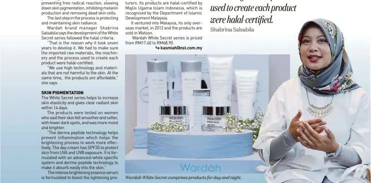  ??  ?? Wardah White Secret comprises products for day and night.