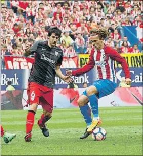  ?? FOTO: EFE ?? Antoine Griezmann, en su último partido con el Atlético frente al Athletic