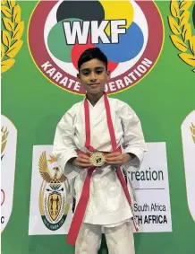  ?? | SUPPLIED ?? QAA’ID Randall of Hiro Dojo Karate in Kensington has earned first place in the boys under 10-11 years category at the Karate South Africa League event.