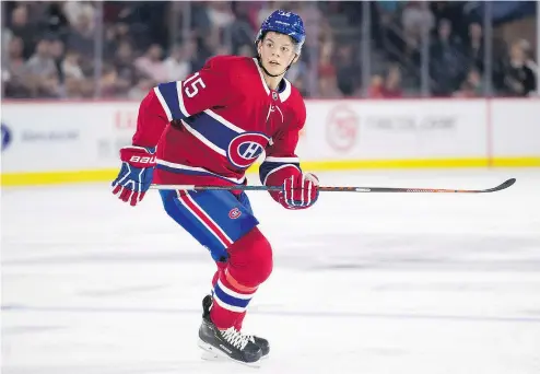  ??  ?? Jesperi Kotkaniemi has impressed in training camp and could make Montreal’s opening roster. — THE CANADIAN PRESS