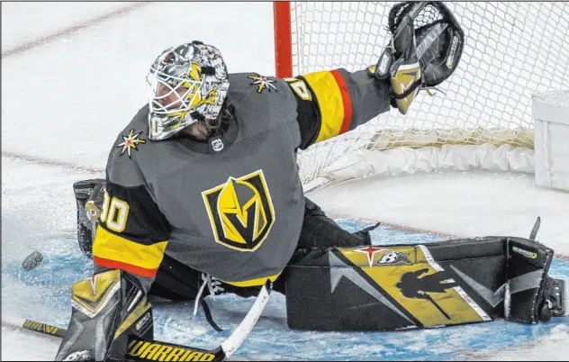  ?? L.E. Baskow Las Vegas Review-Journal @Left_Eye_Images ?? Limited to 19 games last season, partly because of injury, Golden Knights goaltender Robin Lehner was 13-4-2 with a 2.29 goals-against average.