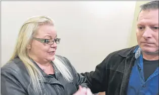  ?? DAVID MAHER/THE TELEGRAM ?? Darlene Dinn and Billy Jo Head, brother of Victoria Head, react outside the courtroom Saturday after Steve Bragg was charged with second-degree murder.