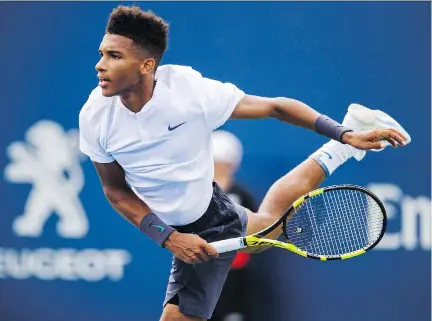  ?? THE CANADIAN PRESS ?? Just turned 18, Montreal’s Felix Auger-Aliassime is a former U.S. Open junior champ.