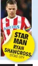  ??  ?? STAR MAN RYAN SHAWCROS STOKE CITY