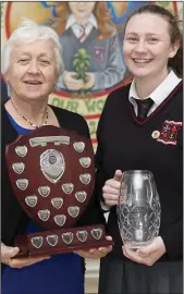  ??  ?? Sr Phil Murphy presents the Sr Kathleen Smyth Student of the Year Award to Lucy Cleary.
