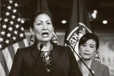  ?? J. Scott Applewhite / Associated Press ?? U.S. Rep. Deb Haaland from New Mexico, a member of the Pueblo of Laguna, is widely regarded as a top choice as interior secretary and would be the first Native American to hold the post.