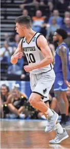  ??  ?? Wofford Terriers guard Nathan Hoover (10) reacts against the Seton Hall Pirates during the second half in the first round of the NCAA Tournament on Thursday. JOHN DAVID MERCER/USA TODAY SPORTS