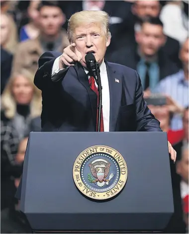  ?? Picture / AP ?? Donald Trump likes to get crowds fired up, the way he did at a rally in Nashville on Thursday.