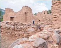  ?? EDDIE MOORE/JOURNAL ?? The ruins of a pueblo and Spanish mission at Jemez State Monument in Jemez Springs will be the site of a talk on ancient beliefs and constellat­ions.