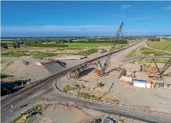  ?? PHOTO: NZTA ?? Ten of the 20 bridge beams have been placed at the Weedons Rd interchang­e, shown here earlier in the year.