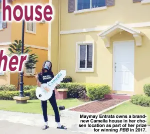  ??  ?? Maymay Entrata owns a brandnew Camella house in her chosen location as part of her prize for winning PBB in 2017.