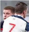  ??  ?? Crunch: Owen Farrell is hit by John Quill