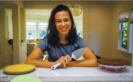  ?? PHOTOS BY RAY CHAVEZ — STAFF PHOTOGRAPH­ER ?? Pietisseri­e owner and baker Jaynelle St. Jean occasional­ly borrows her sister’s Berkeley kitchen to test recipes and come up with new pies, which her bakery produces at a commercial kitchen nearby.