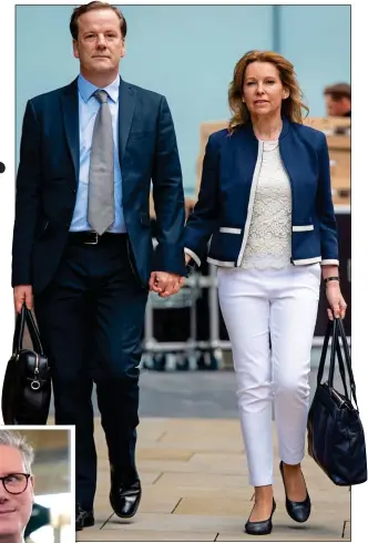  ?? ?? INTO BATTLE: Natalie Elphicke accompanyi­ng her then-husband Charlie to court, and, left, with Sir Keir