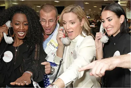  ??  ?? Beverley Knight, Gabby Logan and Kirsty Gallacher get to work, as singer Katherine Jenkins, right, doubles up