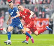  ??  ?? Hoffenheim’s Sargis Adamyan controls the ball during the game with Bayern Munich.