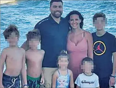  ?? ?? TRAGIC: Four of Blase and Brooke Raia’s five kids (family pictured above) were home (below) when Blase shot and killed Brooke and then himself Tuesday in Greenwood, Pa., cops said. The eldest found the bodies.