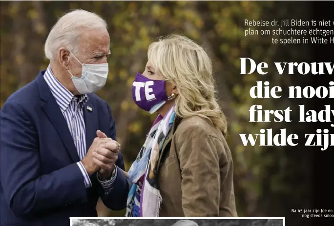  ?? FOTO AFP ?? Na 45 jaar zijn Joe en Jill Biden nog steeds smoorverli­efd.