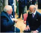  ??  ?? Brian with Prince Michael of Kent, being awarded Transport Trust Lifetime Achievemen­t