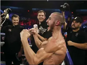  ??  ?? In this Oct. 20, 2018 file photo, Maxim Dadashev celebrates after defeating Antonio DeMarco during a junior welterweig­ht bout in Las Vegas. AP PHOTO/JOHN LOCHER