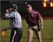  ?? THOMAS NASH - DIGITAL FIRST MEDIA ?? Pottsgrove head coach Bill Hawthorne shouts to the referee.