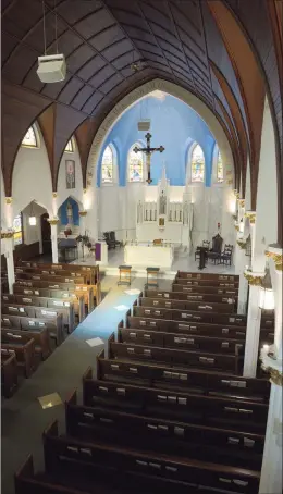  ?? H John Voorhees III / Hearst Connecticu­t Media ?? Ridgefield’s newly renovated St. Mary’s Parish has reopened.